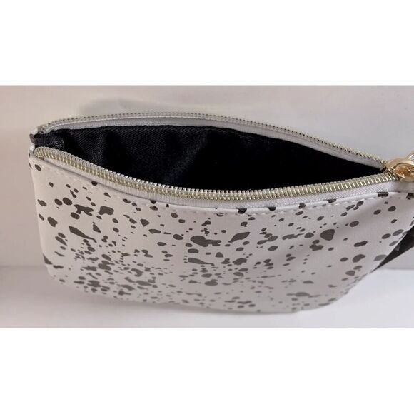 Mollie Jacob white w black speckles makeup pouch or purse NWT - Picture 3 of 5